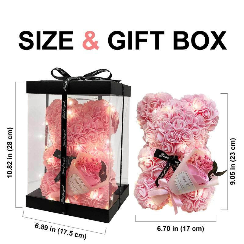 Romantic Valentines Day Gift for Her, Artificial Flowers Necklace Rose Teddy Bear with Real Pearl Blind Box Birthday Gift, Valentiness Day Gift for Monther Wify Girl